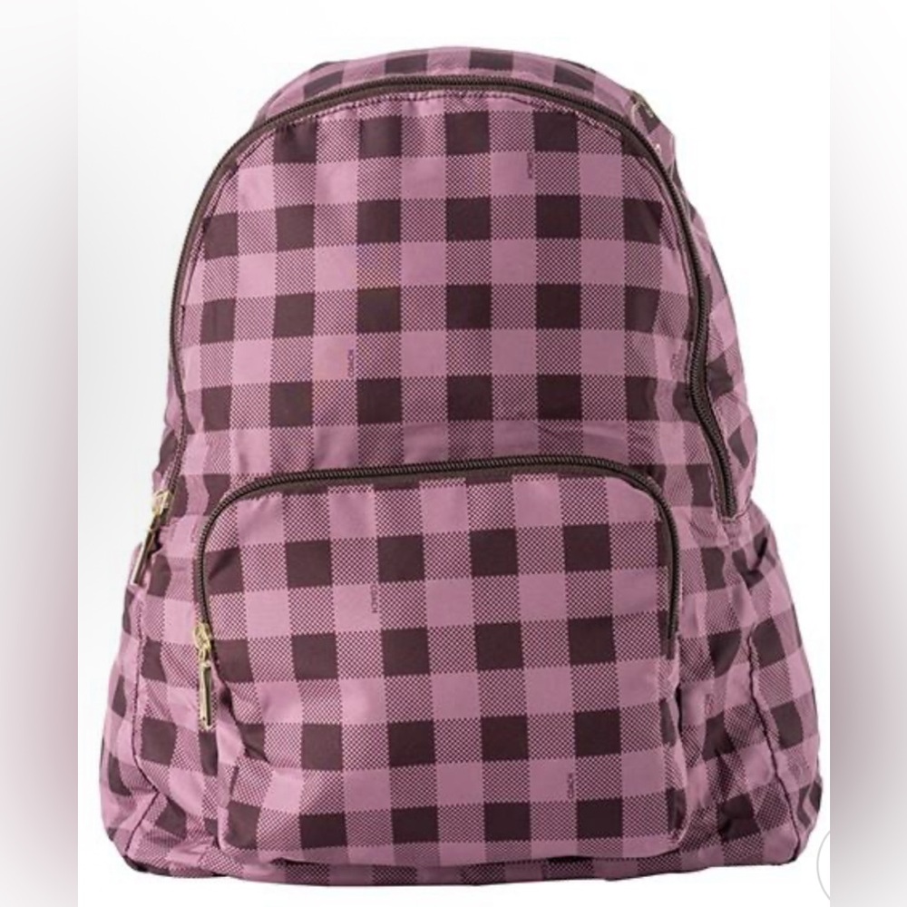 Coach Pink and Black Checkered Backpack